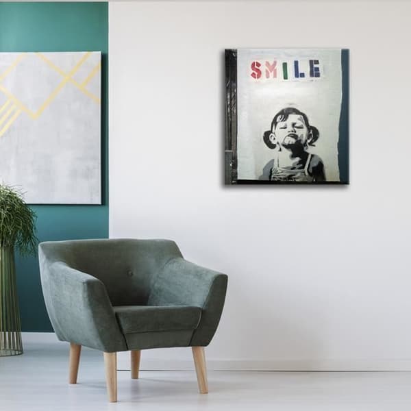 Legendarte - Målning, Tryck på duk - Smile, Banksy cm. 50x60