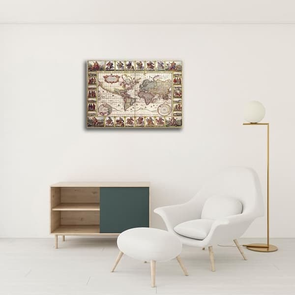 Legendarte - Målning, Tryck på duk - Kartografi - Gammal karta nr 35 cm. 80x100
