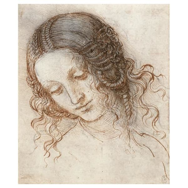 Legendarte - Målning, tryck på duk - Ledas huvud - Leonardo Da Vinci cm. 50x60