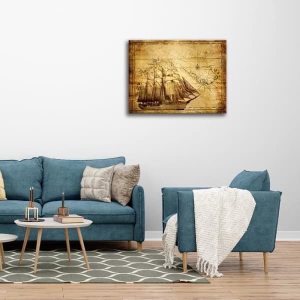 Målning, Tryck På Duk - Gammal Karta cm. 50x60