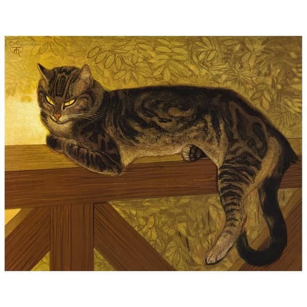 Legendarte - Målning, Tryck på duk - Sommar, Katt på balustrade Théophile Alexandre Steinlen cm. 80x100
