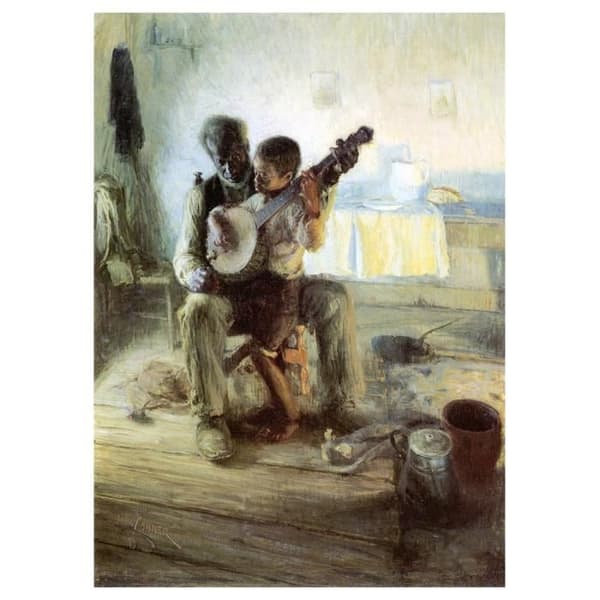 Legendarte - Målning, tryck på duk - Banjolektionen - Henry Ossawa Tanner cm. 50x70