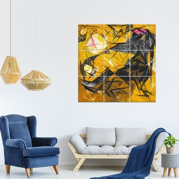 Legendarte - Multi Panel Painting Cats - Natalia Goncharova cm. 150x150 (9 paneler)
