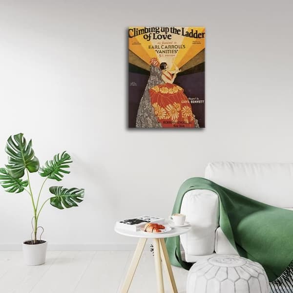 Legendarte - Vintage Music Cover Climbing Up The Ladder Of Love - Målning, Tryck på duk cm. 50x70