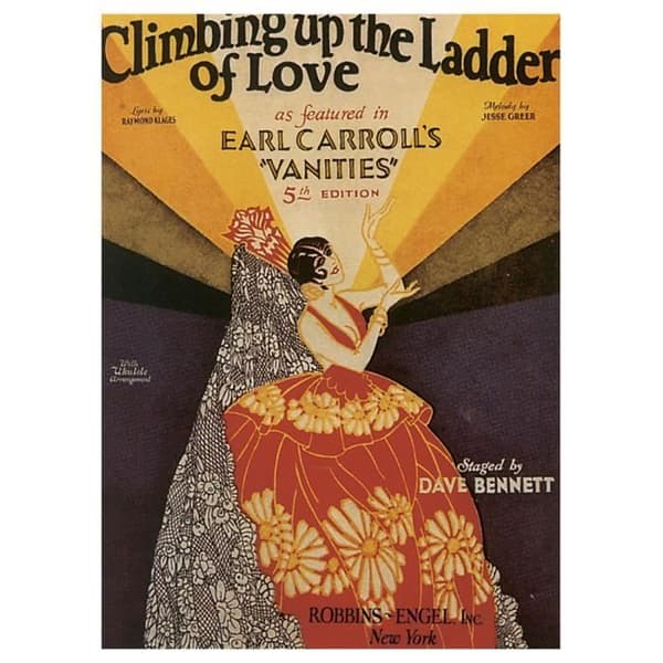 Legendarte - Vintage Music Cover Climbing Up The Ladder Of Love - Målning, Tryck på duk cm. 50x70