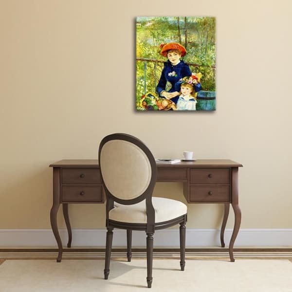 Legendarte - Målning, tryck på duk - Två systrar (på terrassen) Pierre Auguste Renoir cm. 50x60