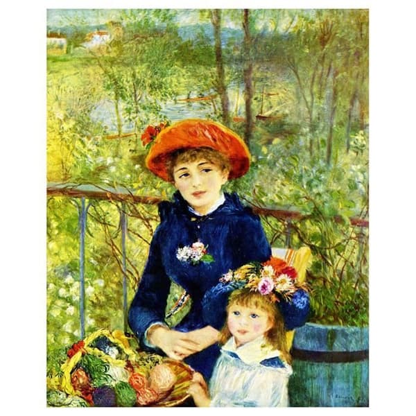 Legendarte - Målning, tryck på duk - Två systrar (på terrassen) Pierre Auguste Renoir cm. 50x60