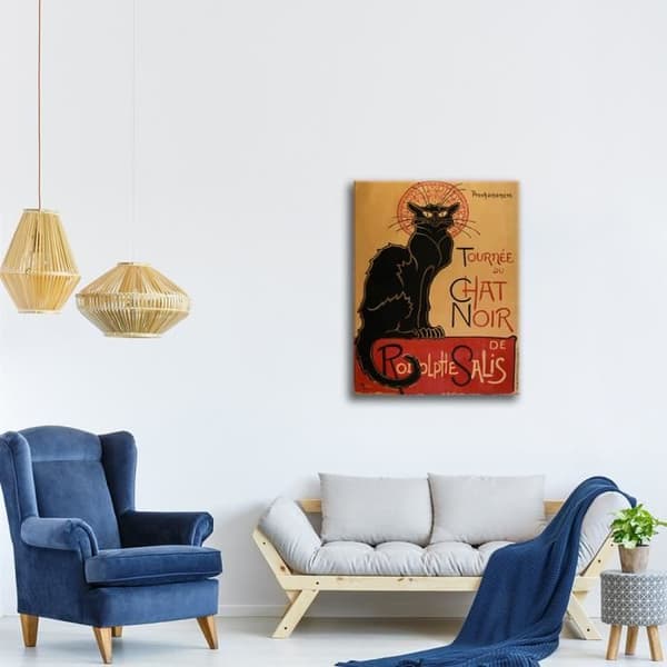 Legendarte - Målning, tryck på duk - Rundtur hos den svarta katten Théophile Alexandre Steinlen cm. 80x110