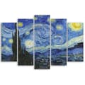 Miniatyrbild 1 av 4: Målning, tryck på duk - Stjärnklar natt Vincent Van Gogh cm. 150x100 Typ A1 (5 paneler)