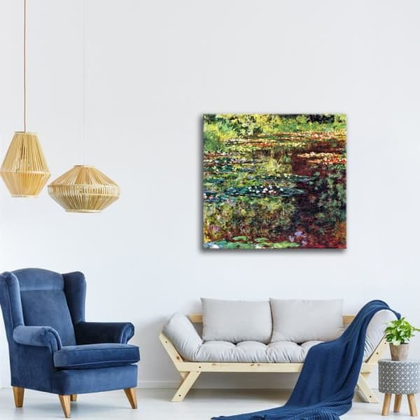 Legendarte - Målning, Tryck på duk - Etang Aux Nympheas Claude Monet cm. 90x90