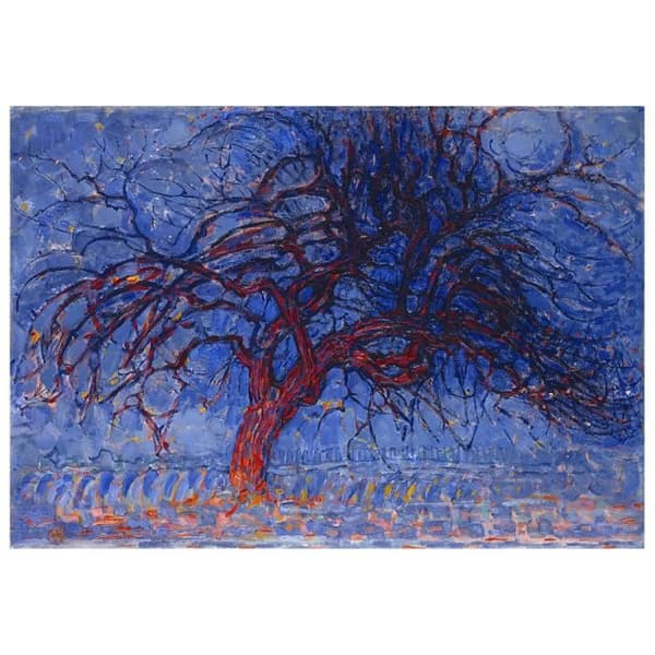 Legendarte - Målning, Tryck på duk - Röd träd Piet Mondrian cm. 80x100