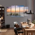 Miniatyrbild 2 av 4: Legendarte - Målning, Tryck på duk - Solnedgång på den öde stranden cm. 150x100 (5 paneler)