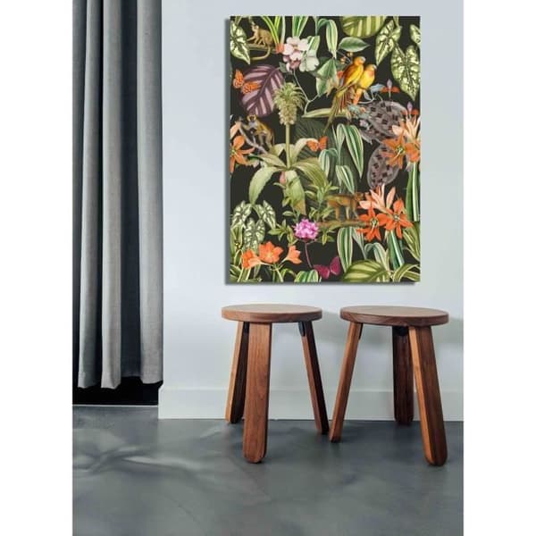 Tavla, Canvastavla - Papegojor med apor - 50x70cm