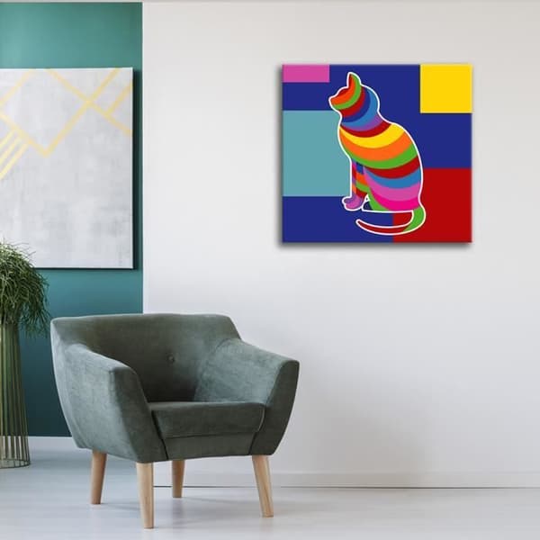 Legendarte - Målning, Tryck på duk - Katten i färg cm. 60x60