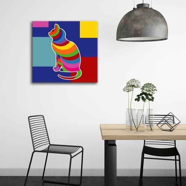 Legendarte - Målning, Tryck på duk - Katten i färg cm. 60x60