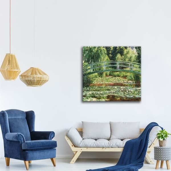 Legendarte - Målning, tryck på duk - Japanska bron Claude Monet cm. 90x90