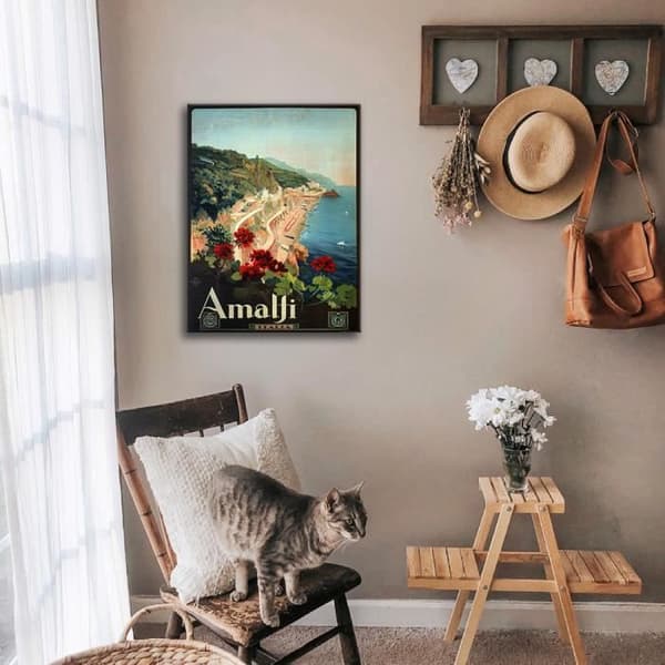 Legendarte - Vintage Amalfi Tourist Poster - Målning, Canvastryck cm. 50x70