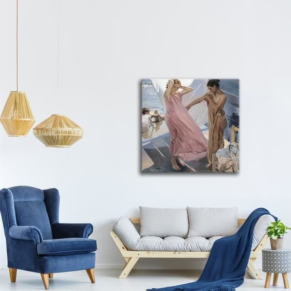 Legendarte - Målning, Tryck på duk - Efter badet - Valencia - Joaquín Sorolla cm. 60x60