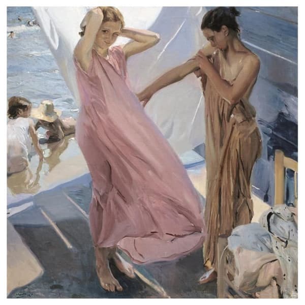 Legendarte - Målning, Tryck på duk - Efter badet - Valencia - Joaquín Sorolla cm. 60x60