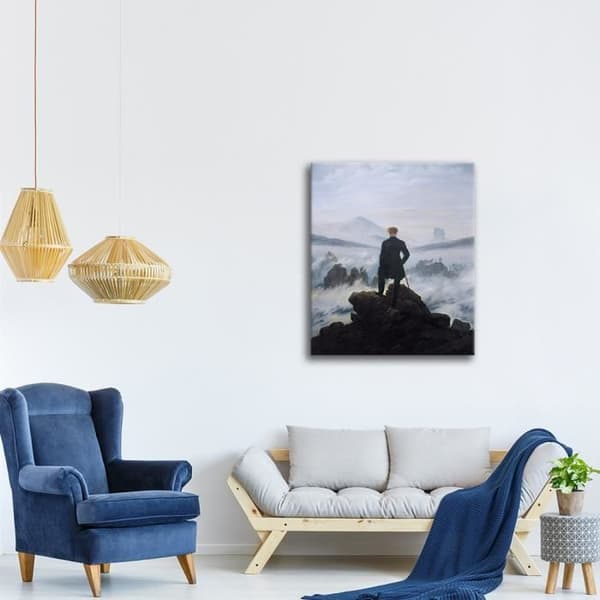 Legendarte - Målning, tryck på duk - Resenären överväger ett hav av moln Caspar David Friedrich cm. 80x100