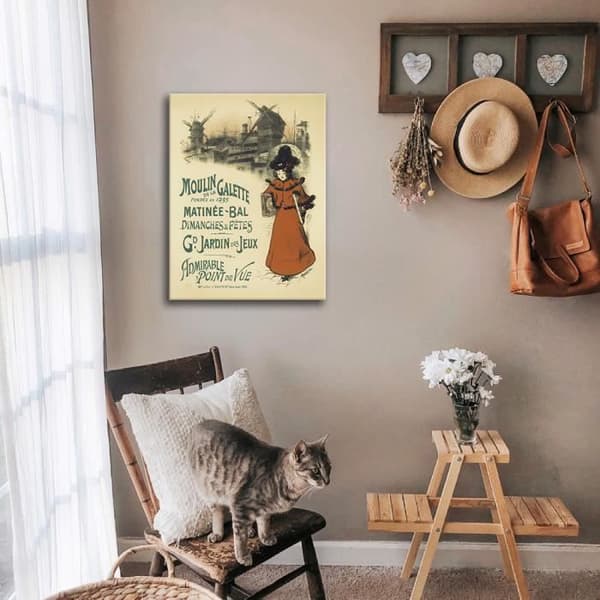 Legendarte - Vintage konstnärlig affisch Moulin De La Galette - Målning, tryck på duk cm. 50x70