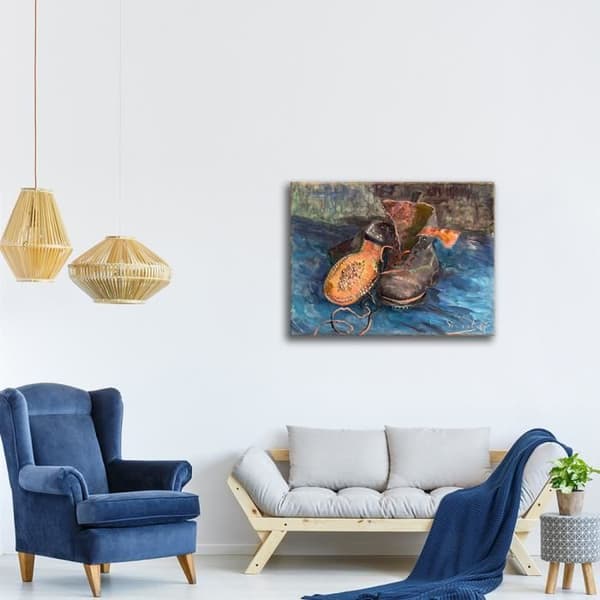 Legendarte - Målning, tryck på duk - Ett par skor Vincent Van Gogh cm. 40x50