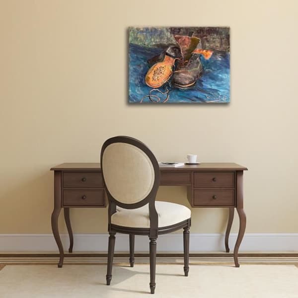 Legendarte - Målning, tryck på duk - Ett par skor Vincent Van Gogh cm. 40x50