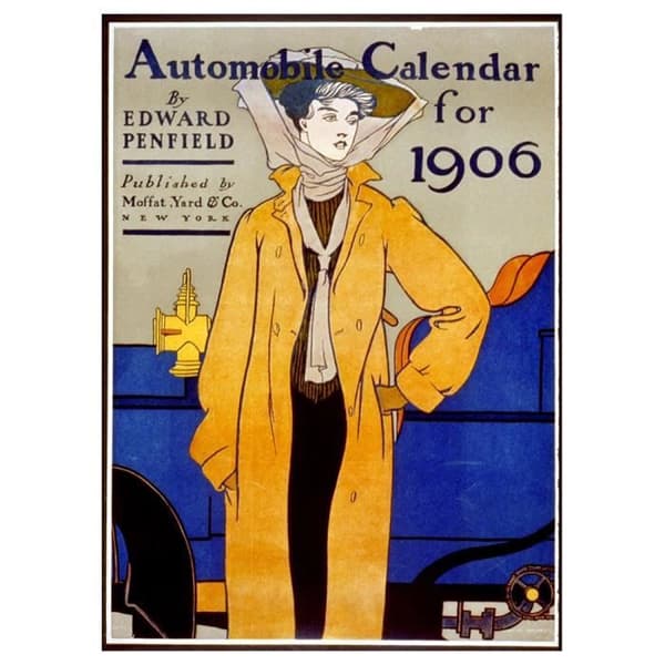 Legendarte - Vintage Reklamaffisch Bilkalender för 1906 - Målning, tryck på duk cm. 50x70