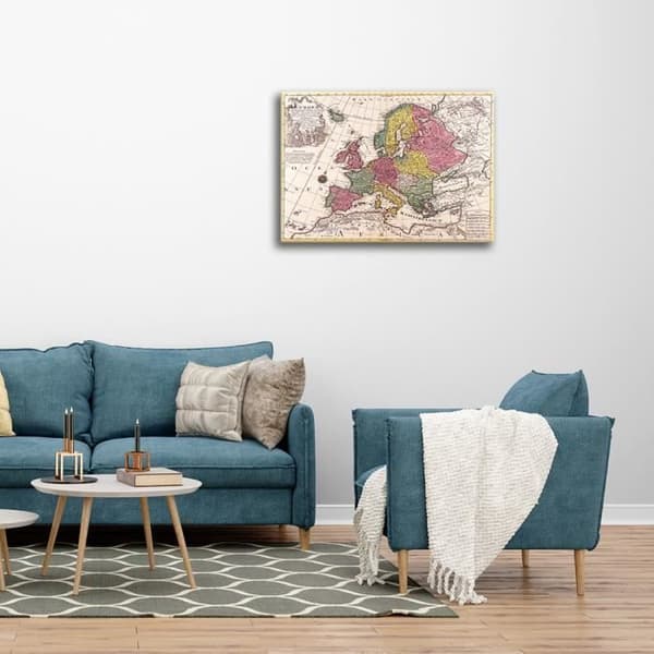 Legendarte - Målning, Tryck på duk - Kartografi - Gammal karta nr 36 cm. 40x50