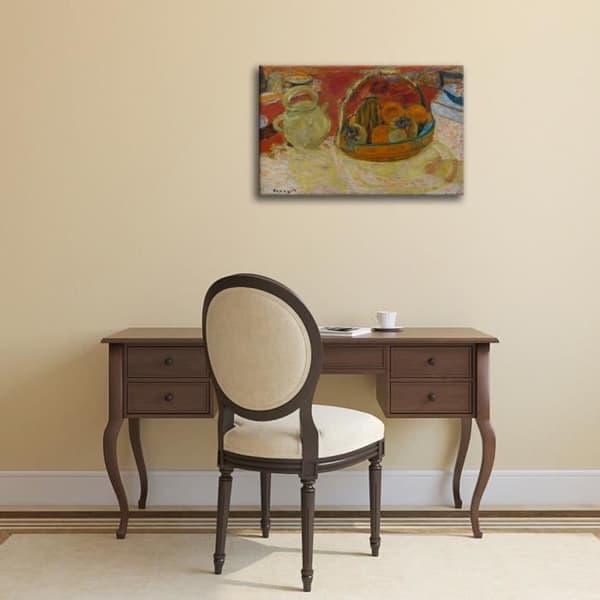 Legendarte - Målning, Tryck på duk - Gult och rött stilleben - Pierre Bonnard cm. 60x90