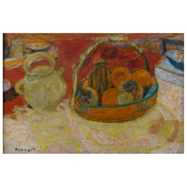 Legendarte - Målning, Tryck på duk - Gult och rött stilleben - Pierre Bonnard cm. 60x90