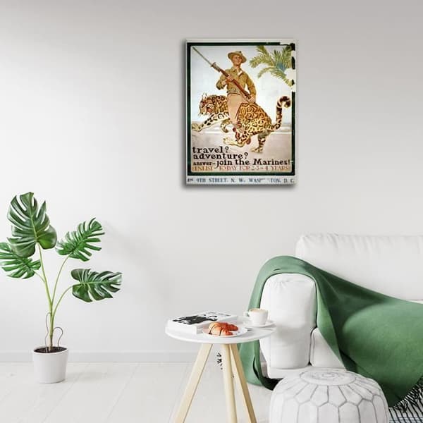 Legendarte - Vintage War Propaganda Poster Reseäventyr Svar - Gå med i marinsoldaterna! - Målning, tryck på duk c