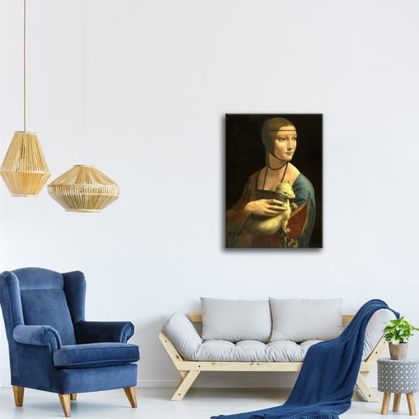 Legendarte - Målning, tryck på duk - Damen med en hermelin Leonardo Da Vinci cm. 60x80