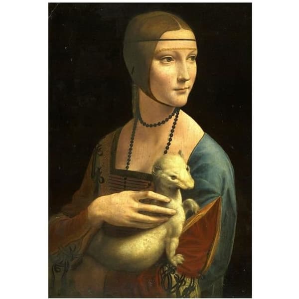 Legendarte - Målning, tryck på duk - Damen med en hermelin Leonardo Da Vinci cm. 60x80