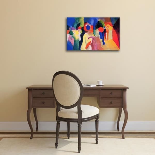 Legendarte - Målning, Tryck på duk - Kvinna med gul jacka August Macke cm. 60x90