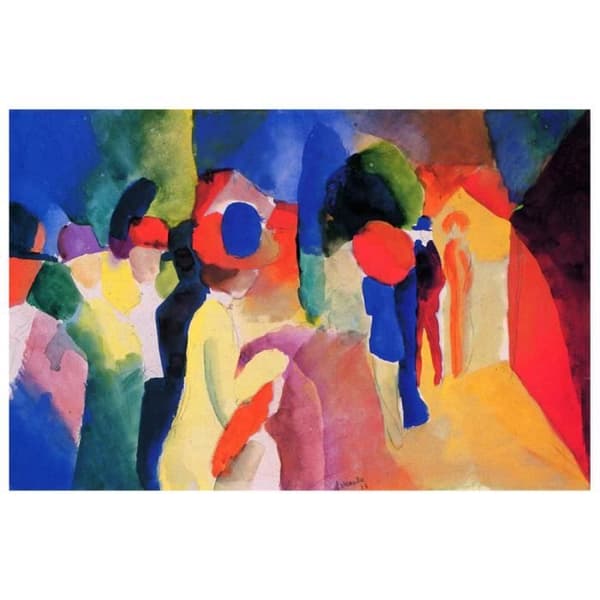 Legendarte - Målning, Tryck på duk - Kvinna med gul jacka August Macke cm. 60x90