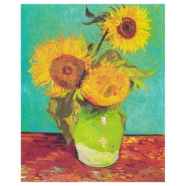 Legendarte - Målning, tryck på duk - Vas med tre solrosor Vincent Van Gogh cm. 80x100