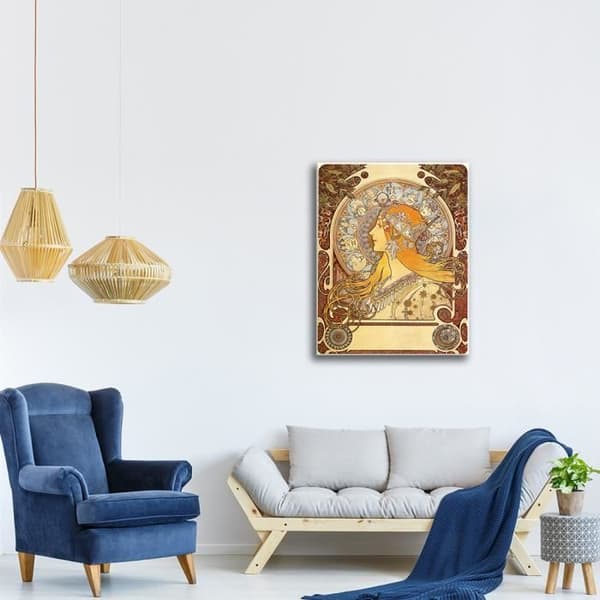 Legendarte - Målning, tryck på duk - Zodiac Alphonse Mucha cm. 60x80