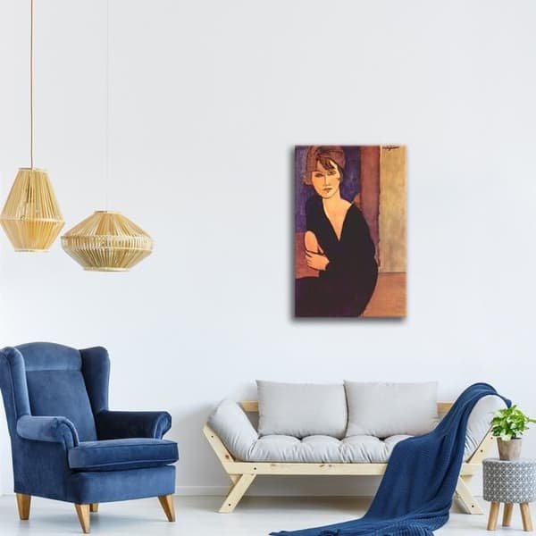 Legendarte - Målning, tryck på duk - Porträtt av Madame Reynouard Amedeo Modigliani cm. 50x80