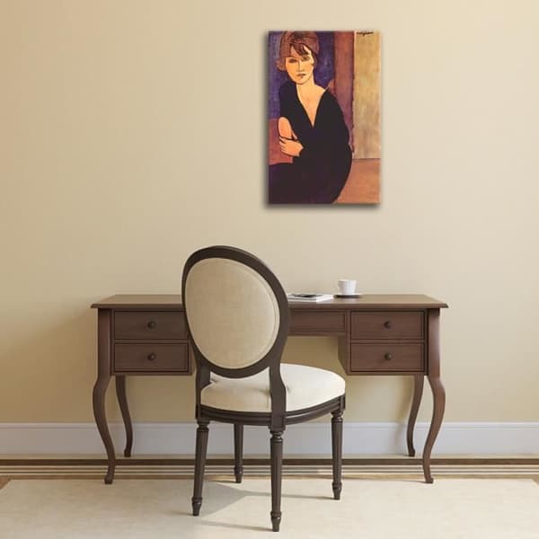 Legendarte - Målning, tryck på duk - Porträtt av Madame Reynouard Amedeo Modigliani cm. 50x80