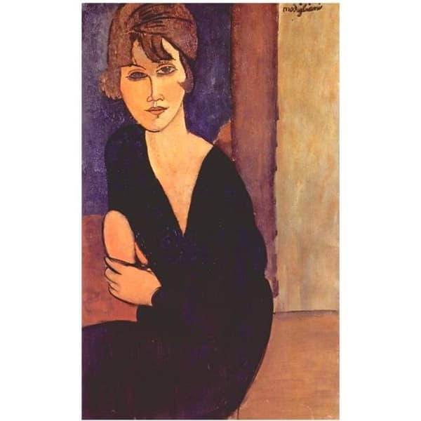 Legendarte - Målning, tryck på duk - Porträtt av Madame Reynouard Amedeo Modigliani cm. 50x80