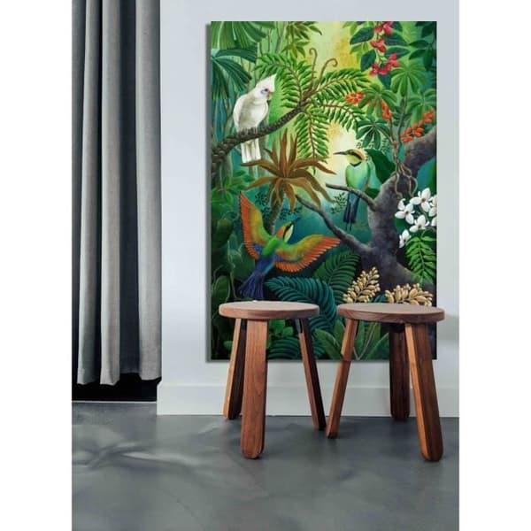 Tavla, Canvastryck - Vit papegoja och kolibri - 60x90cm