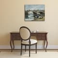 Miniatyrbild 2 av 4: Legendarte - Målning, Tryck på duk - Tvättar nära en bro - Eugène Boudin cm. 50x70