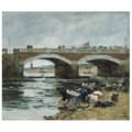 Miniatyrbild 1 av 4: Legendarte - Målning, Tryck på duk - Tvättar nära en bro - Eugène Boudin cm. 50x70