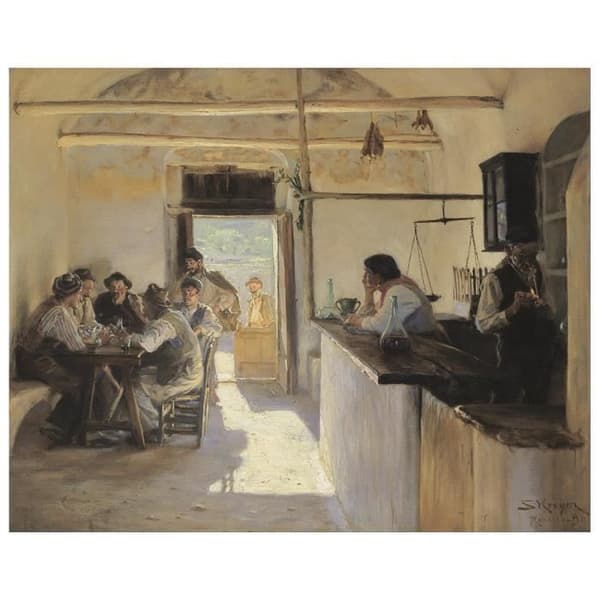 Legendarte - Målning, Tryck på duk - Osteria In Ravello - Peder Severin Krøyer cm. 60x75