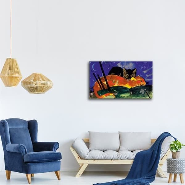 Legendarte - Målning, tryck på duk - Två katter - Franz Marc cm. 50x80