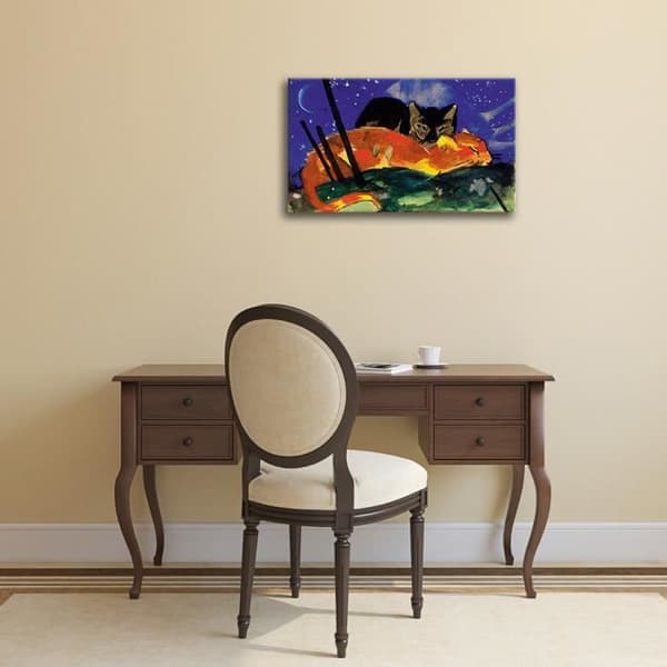 Legendarte - Målning, tryck på duk - Två katter - Franz Marc cm. 50x80