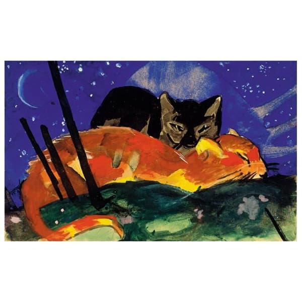 Legendarte - Målning, tryck på duk - Två katter - Franz Marc cm. 50x80