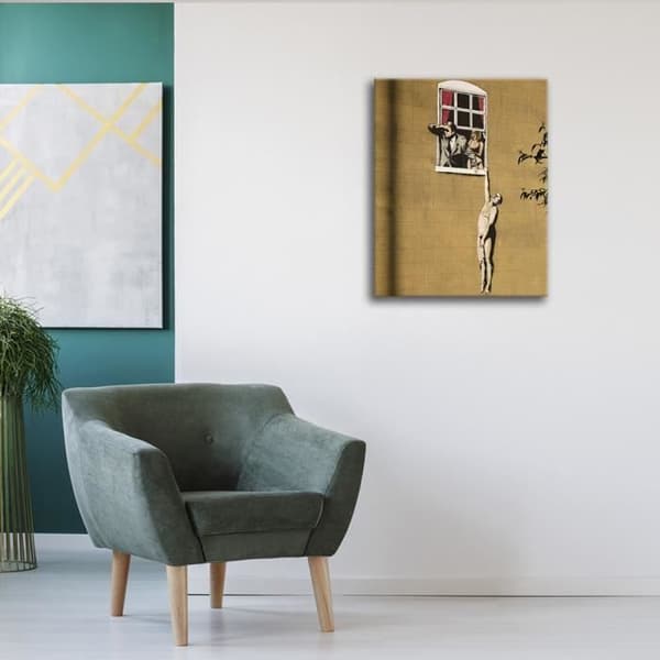 Legendarte - Målning, Tryck på duk - Lovers, Banksy cm. 60x80