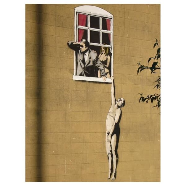 Legendarte - Målning, Tryck på duk - Lovers, Banksy cm. 60x80